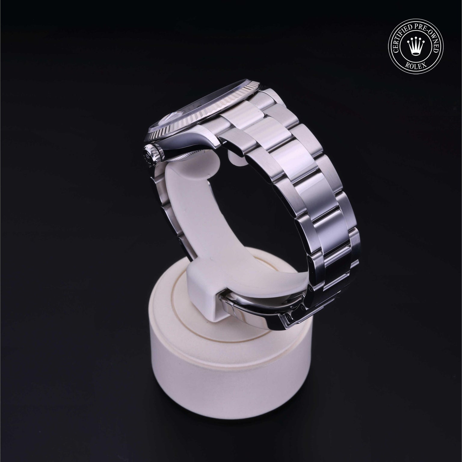 Rolex Certified Pre-owned Datejust M126234-0038 front on black background