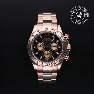 Rolex Certified Pre-owned Daytona M116505-0008 front on black background