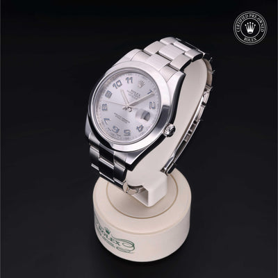 Rolex Certified Pre-owned Datejust M116300-0002 front on black background