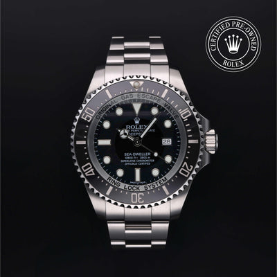 Rolex Certified Pre-owned Sea-Dweller M116660-0001 front on black background
