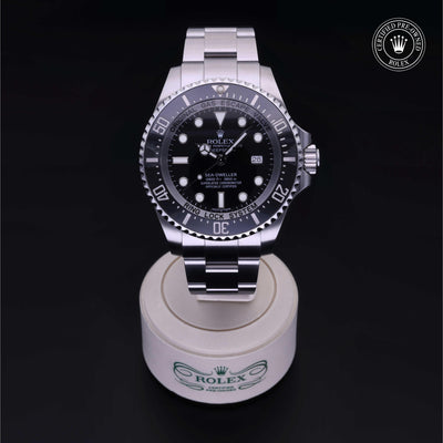 Rolex Certified Pre-owned Sea-Dweller M116660-0001 front on black background