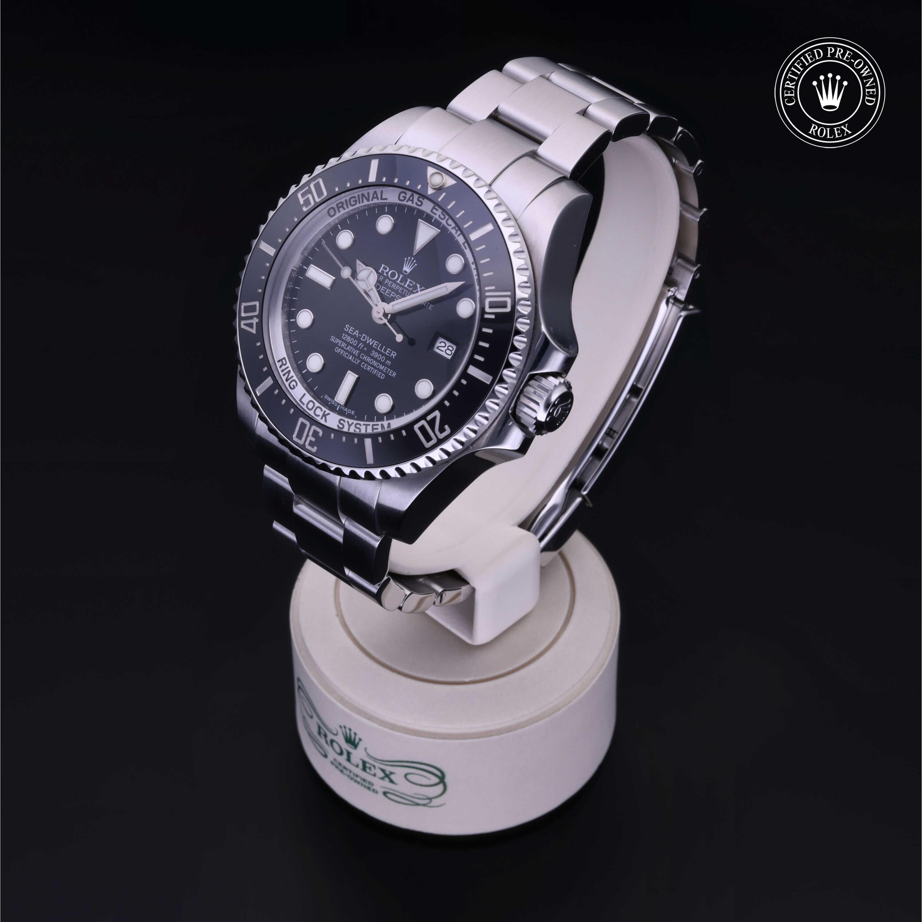 Rolex Certified Pre-owned Sea-Dweller M116660-0001 front on black background