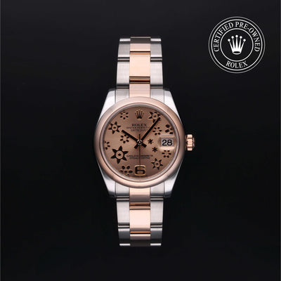 Rolex Certified Pre-owned Lady Datejust M178241-0075 front on black background