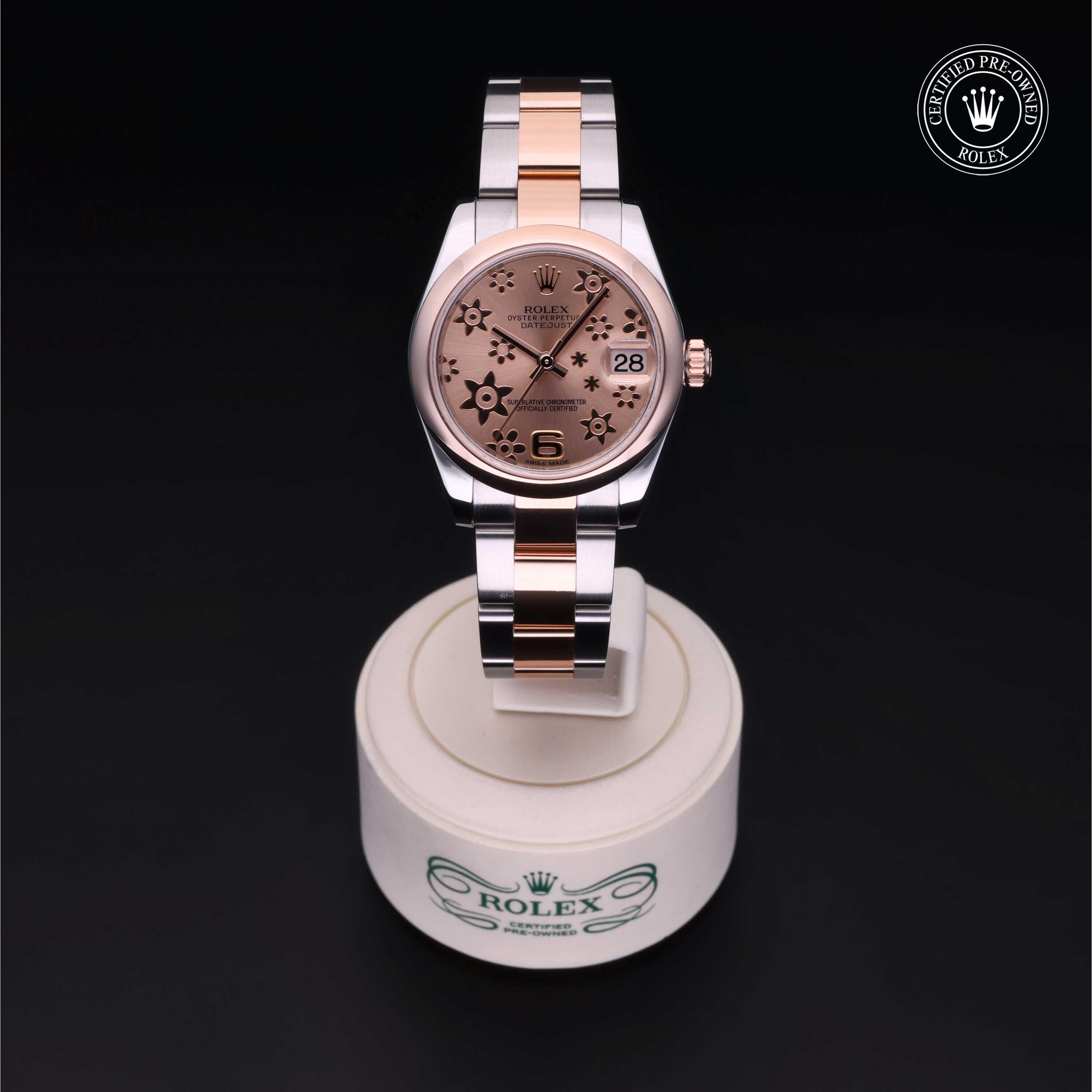 Rolex Certified Pre-owned Lady Datejust M178241-0075 front on black background