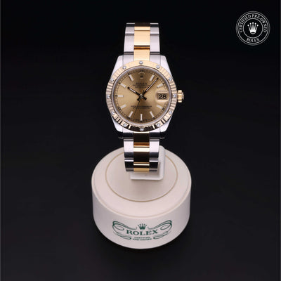 Rolex Certified Pre-owned Lady Datejust M178313-0017 front on black background