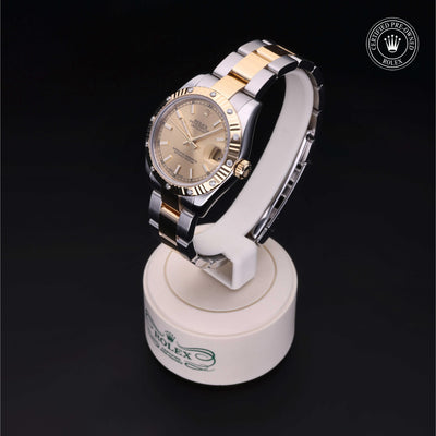Rolex Certified Pre-owned Lady Datejust M178313-0017 front on black background