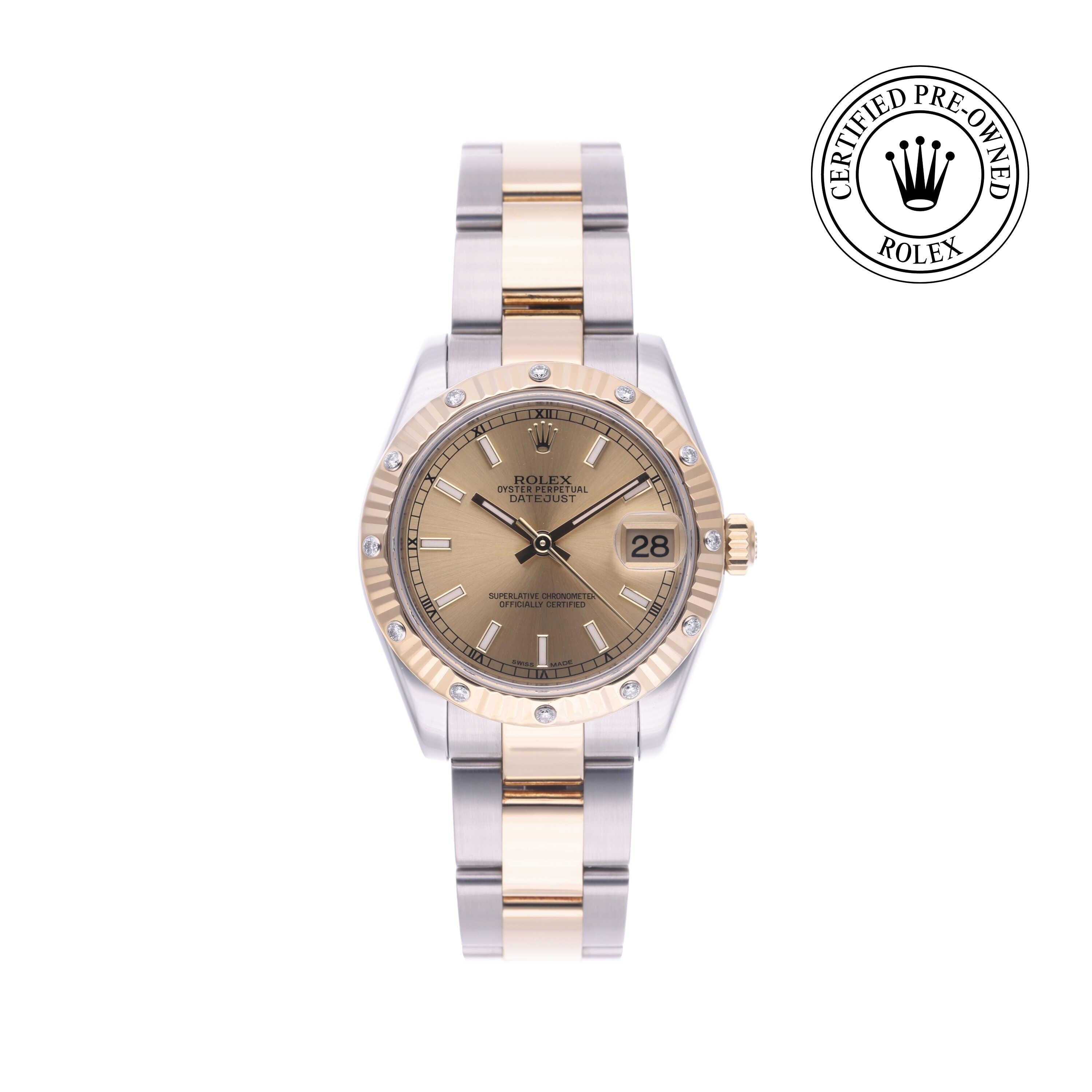 Rolex Certified Pre-owned Lady Datejust M178313-0017 front on white background