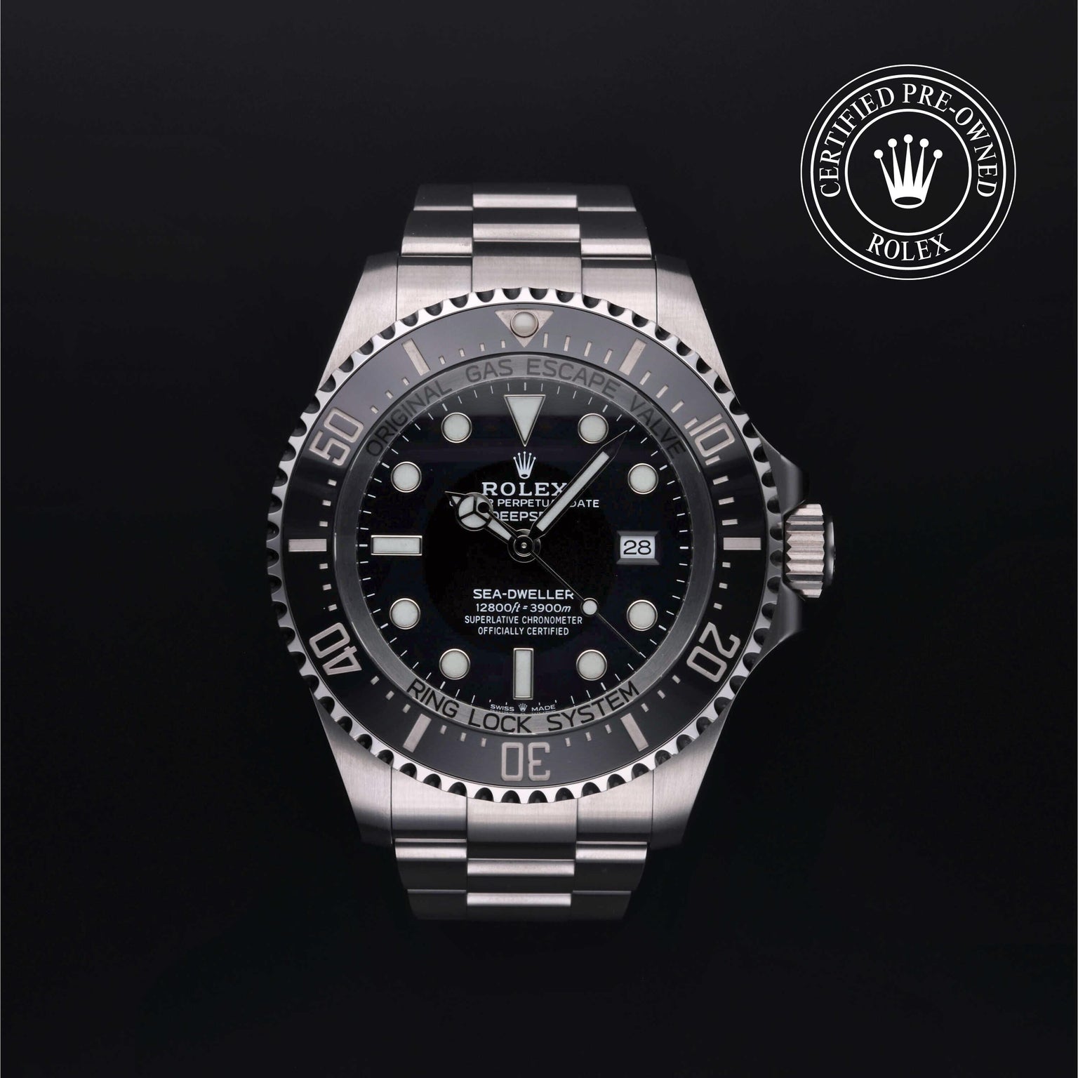 Rolex Certified Pre-owned Sea-Dweller M126660-0001 front on black background