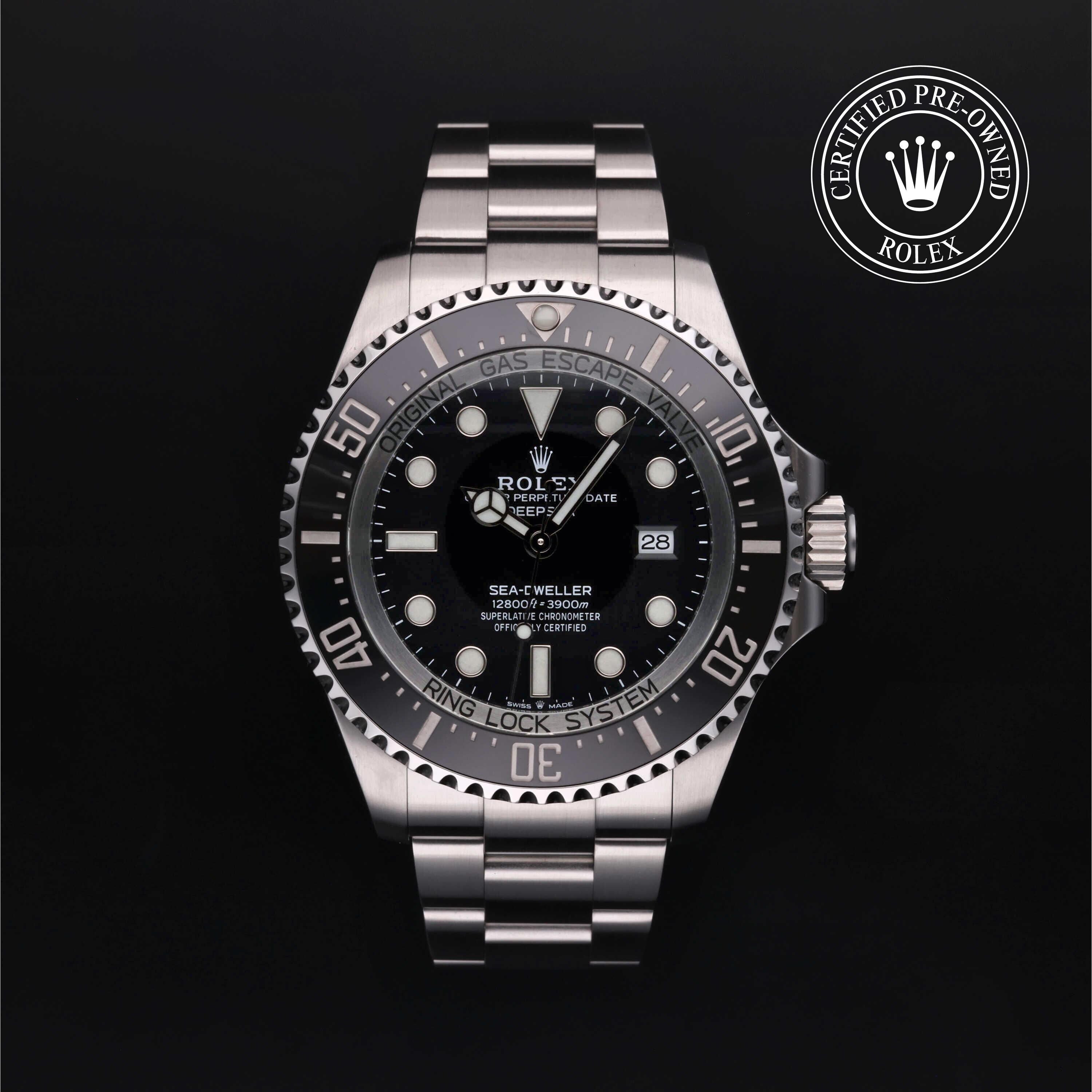 Rolex Certified Pre-owned Sea-Dweller M126660-0001 front on black background