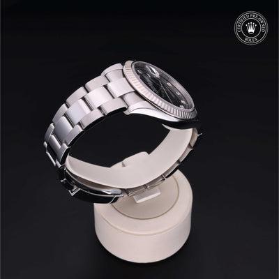 Rolex Certified Pre-owned Datejust M126334-0011 front on black background