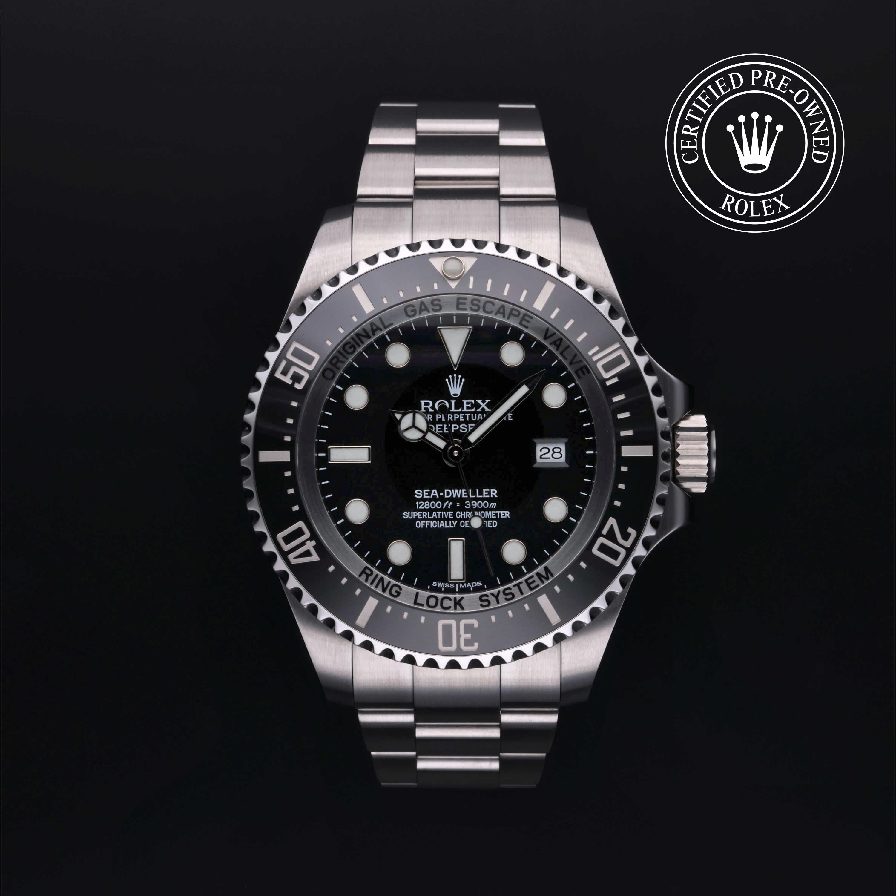 Rolex Certified Pre-owned Sea-Dweller M116660-0001 front on black background