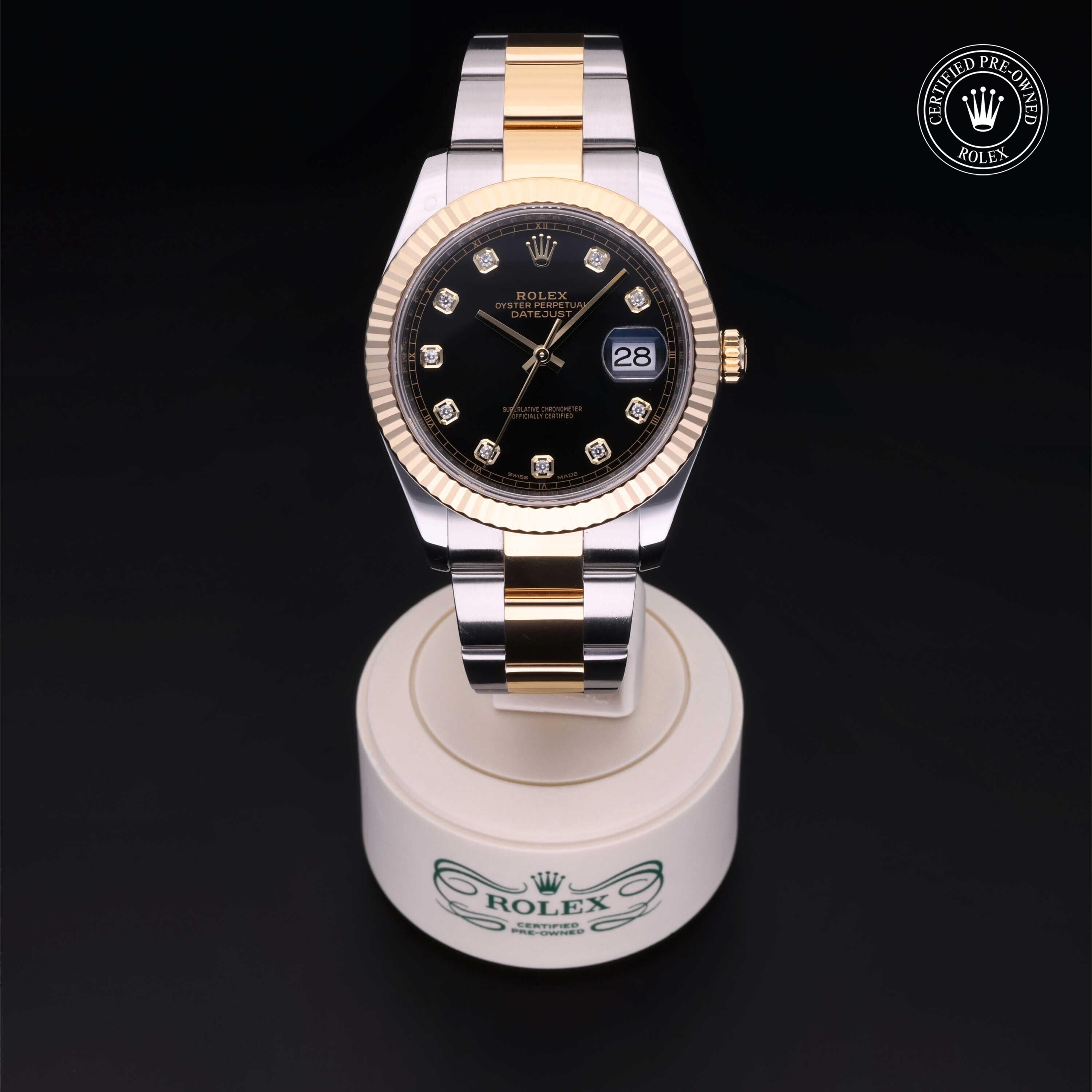 Rolex Certified Pre-owned Datejust M126333-0005 front on black background