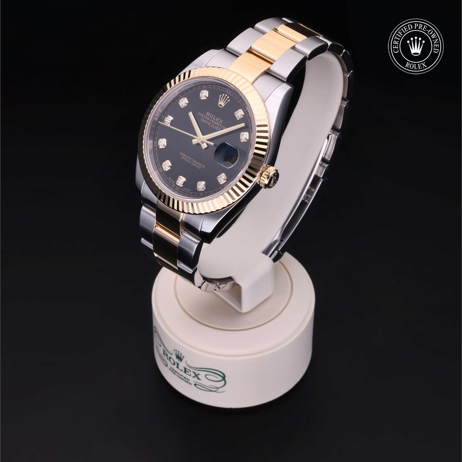Rolex Certified Pre-owned Datejust M126333-0005 front on black background