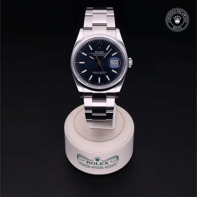 Rolex Certified Pre-owned Datejust M126200-0006 front on black background