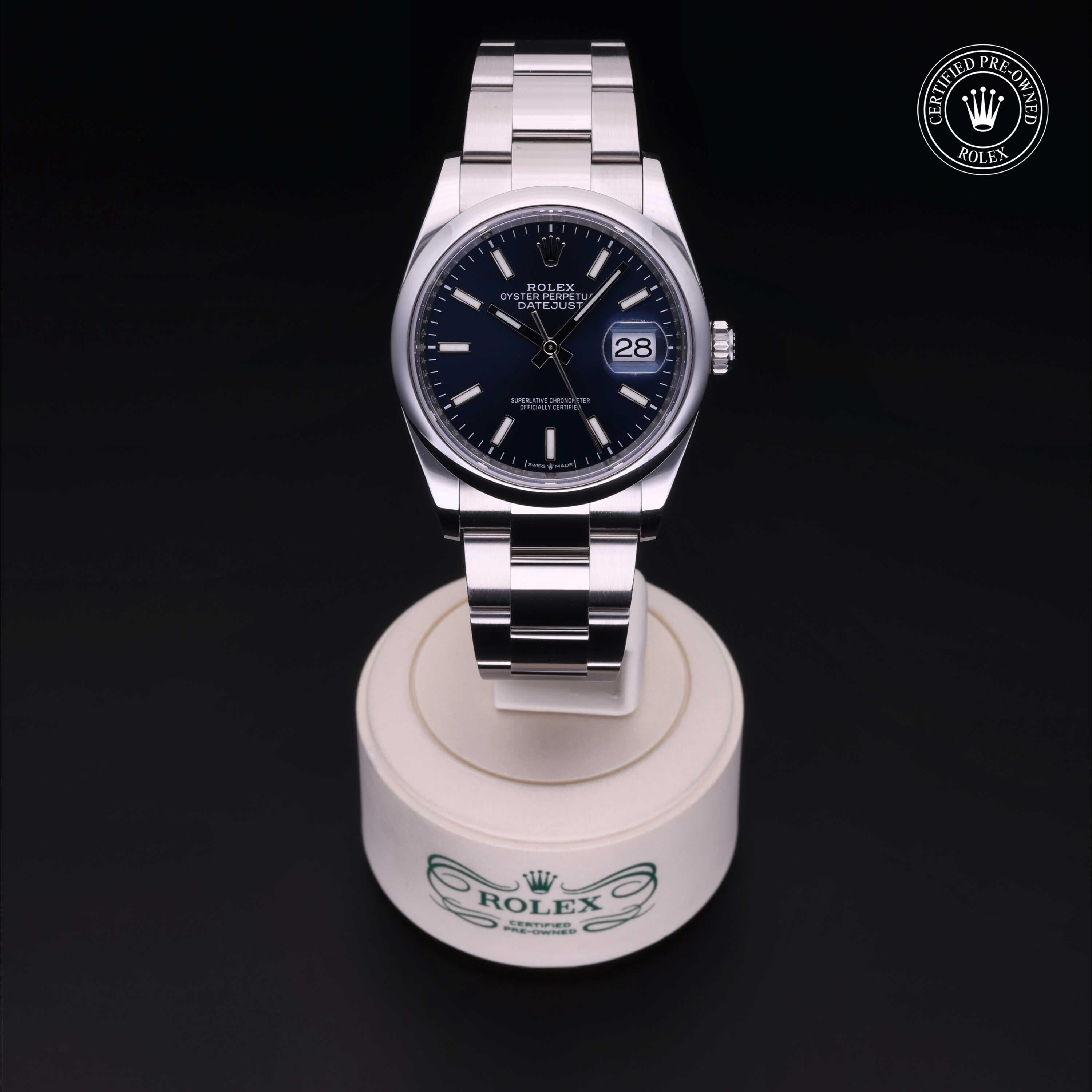 Rolex Certified Pre-owned Datejust M126200-0006 front on black background