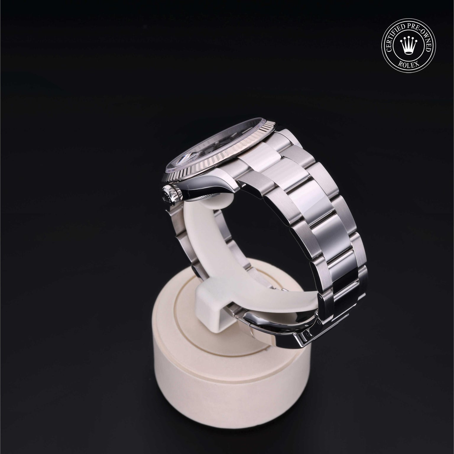 Rolex Certified Pre-owned Datejust M126234-0018 front on black background