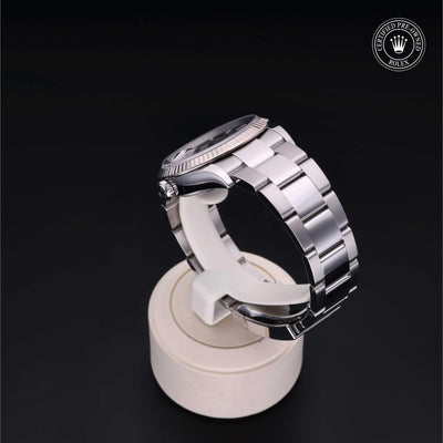 Rolex Certified Pre-owned Datejust M126234-0018 front on black background