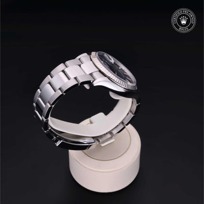 Rolex Certified Pre-owned Datejust M126234-0018 front on black background