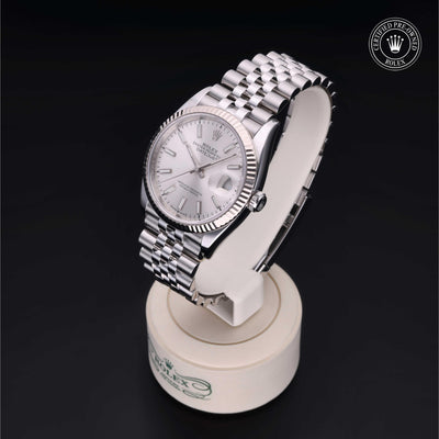Rolex Certified Pre-owned Datejust M126234-0013 front on black background