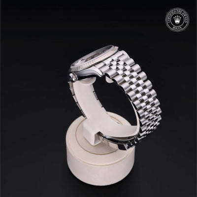 Rolex Certified Pre-owned Datejust M126234-0013 front on black background