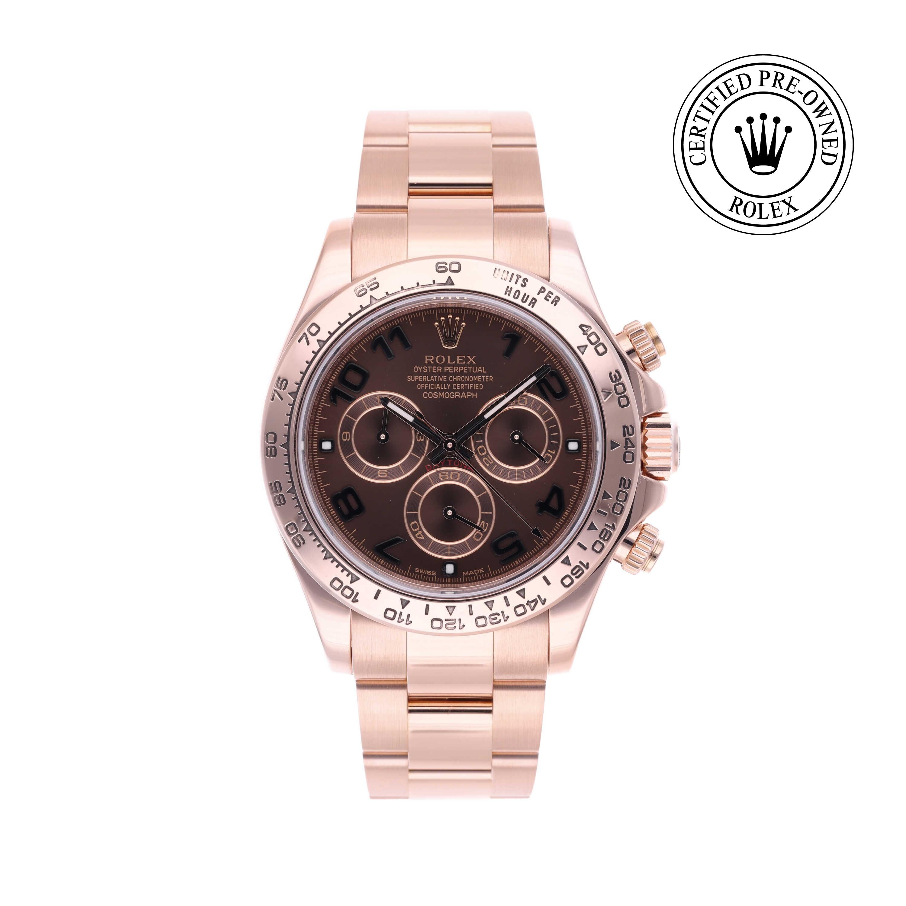 Rolex Certified Pre-owned Daytona M116505-0004 front on white background