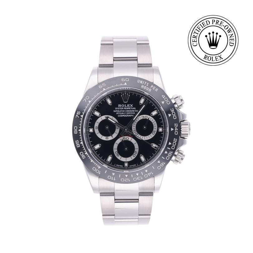 Rolex Certified Pre-owned Daytona M116500LN-0002 front on white background