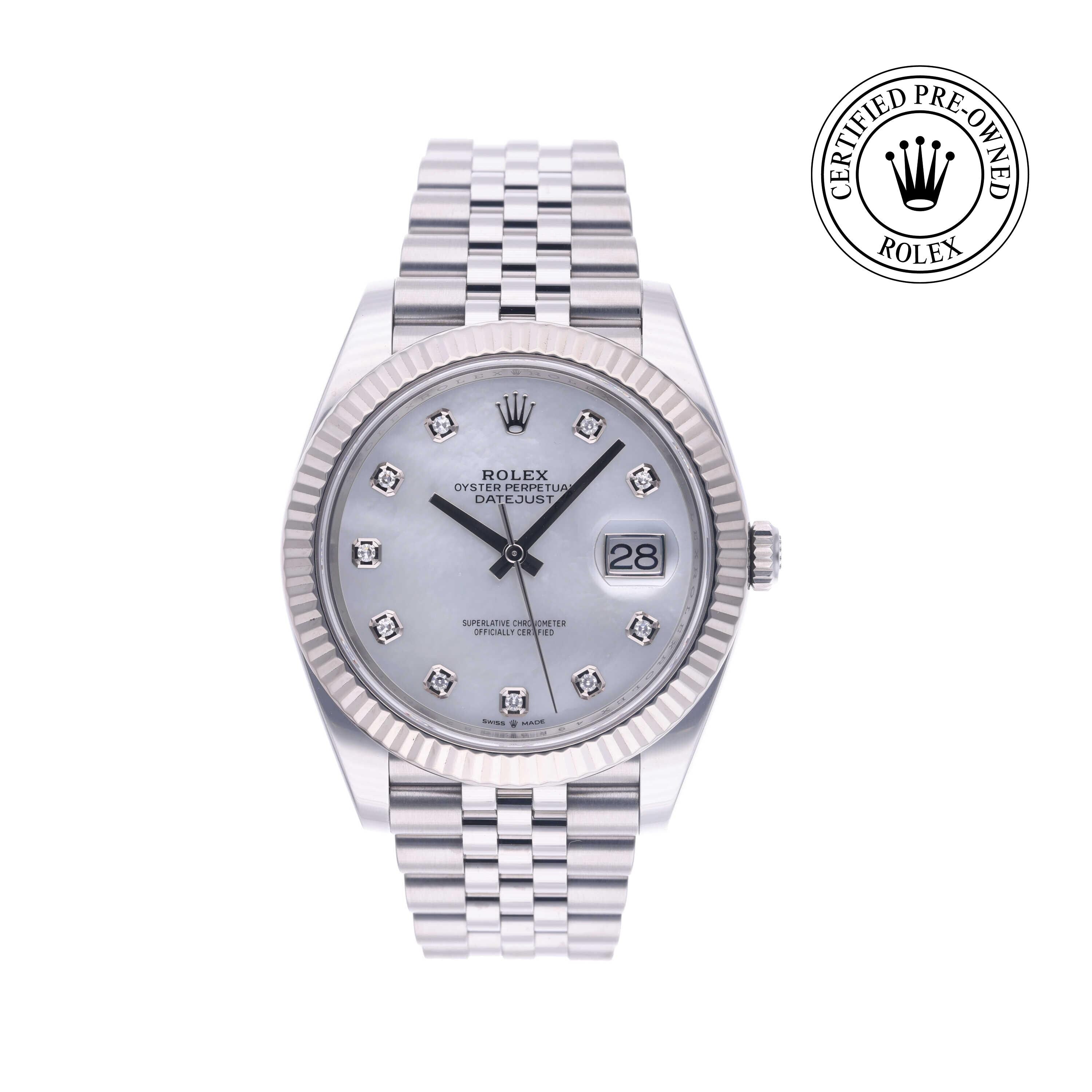 Rolex Certified Pre-owned Datejust M126334-0020 front on white background