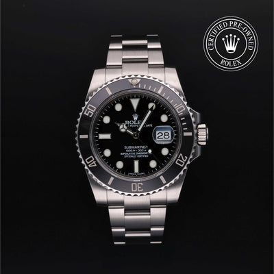 Rolex Certified Pre-owned Submariner M116610LN-0001 front on black background
