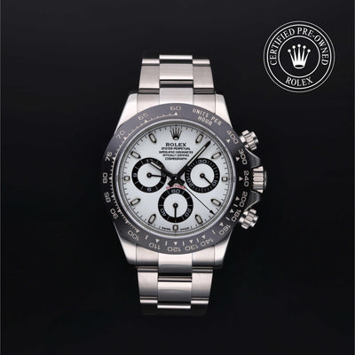 Rolex Certified Pre-owned Daytona M116500LN-0001 front on black background