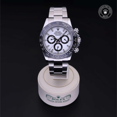 Rolex Certified Pre-owned Daytona M116500LN-0001 front on black background