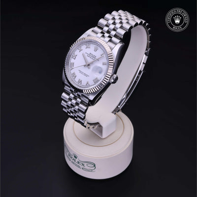 Rolex Certified Pre-owned Datejust M126234-0025 front on black background