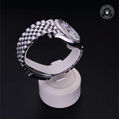 Rolex Certified Pre-owned Datejust M126234-0025 front on black background
