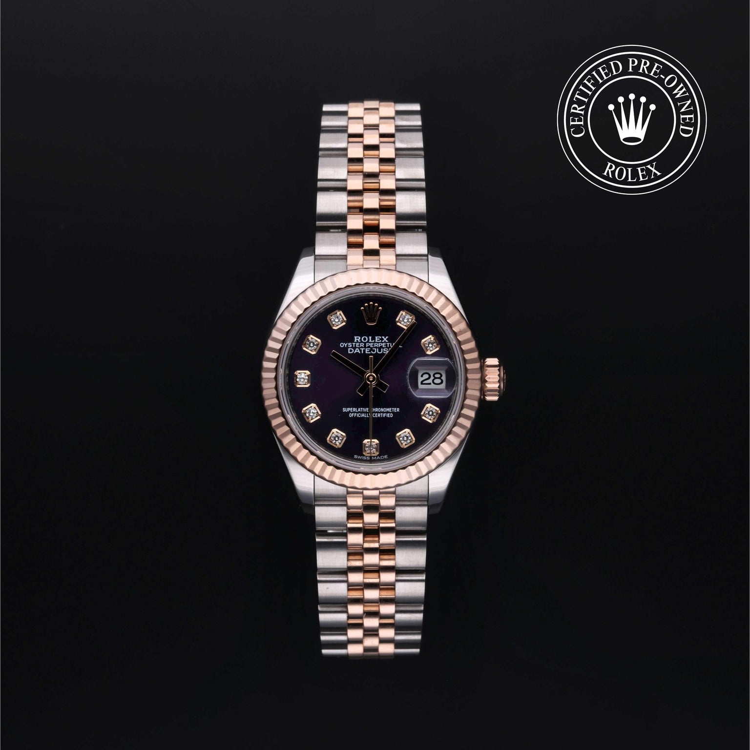Rolex Certified Pre-owned Lady Datejust M279171-0015 front on black background