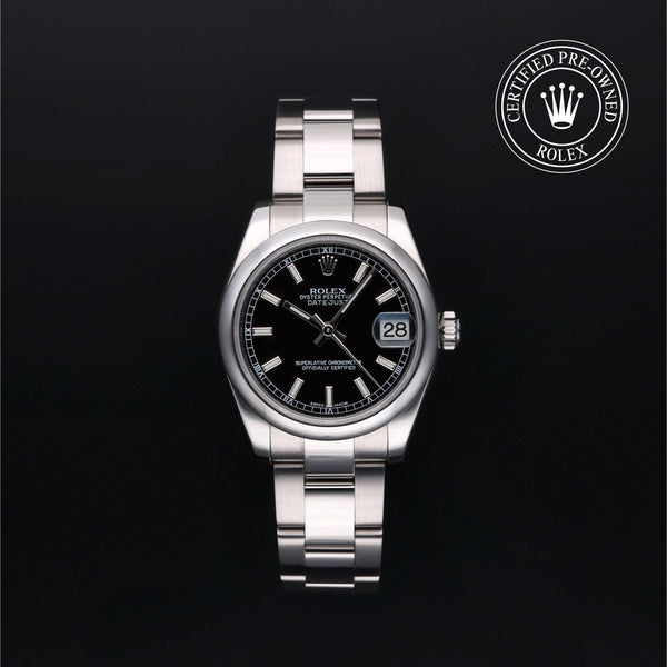 Rolex Certified Pre-owned Lady Datejust M178240-0025 front on black background