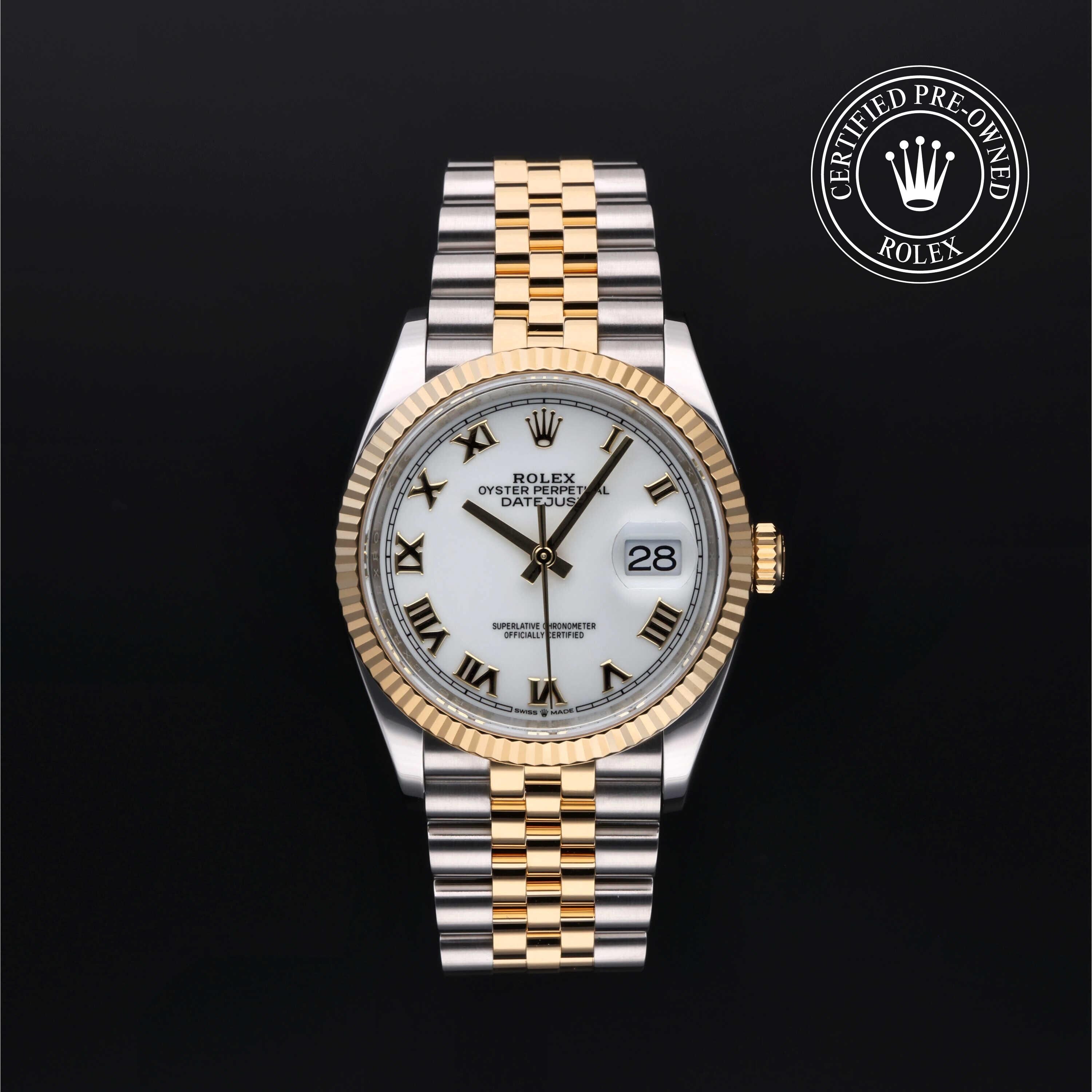 Rolex Certified Pre-owned Datejust M126233-0029 front on black background