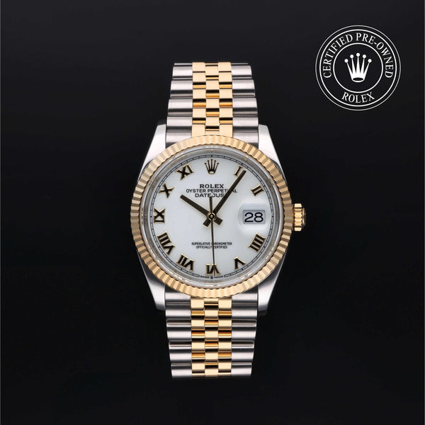 Rolex Certified Pre-owned Datejust M126233-0029 front on black background
