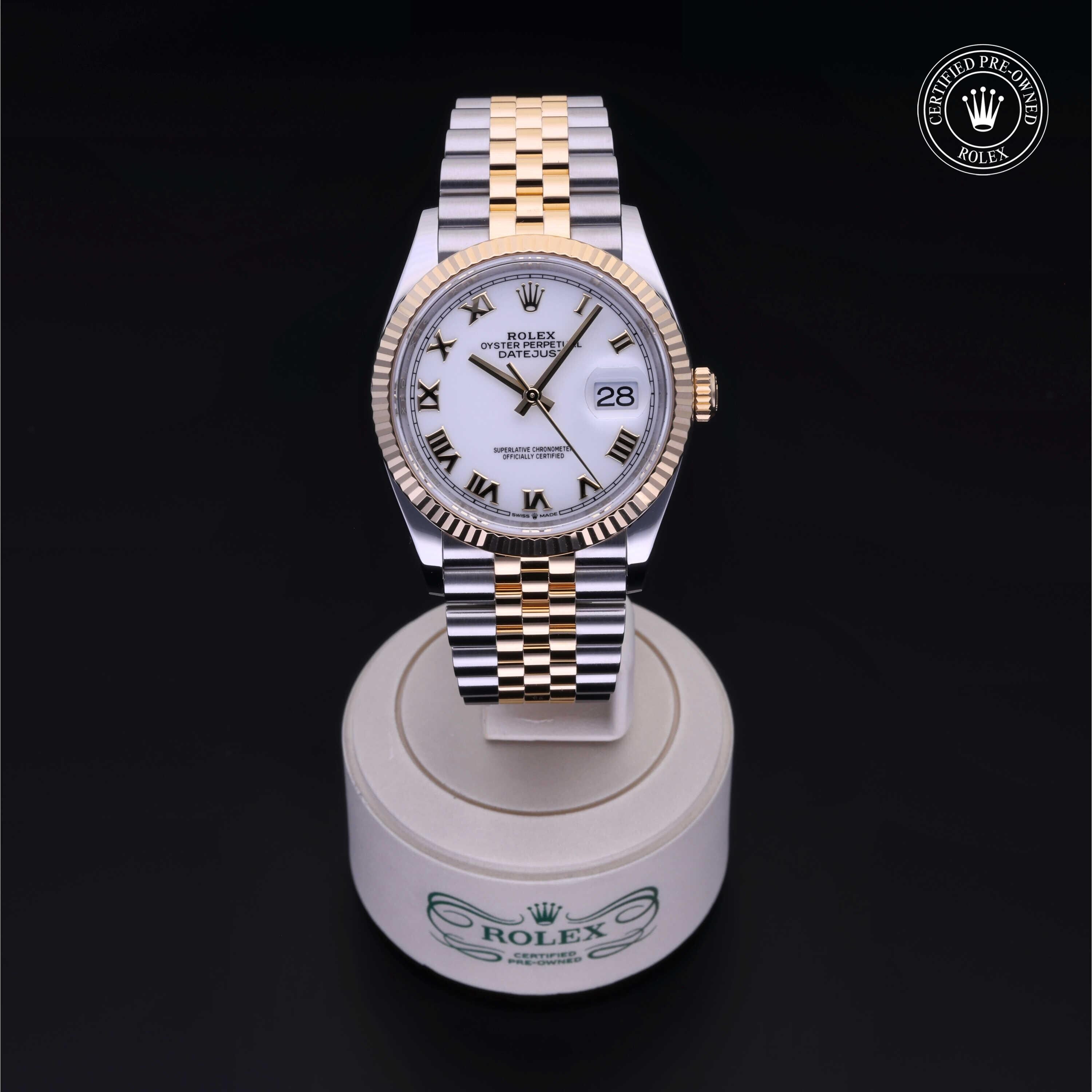 Rolex Certified Pre-owned Datejust M126233-0029 front on black background