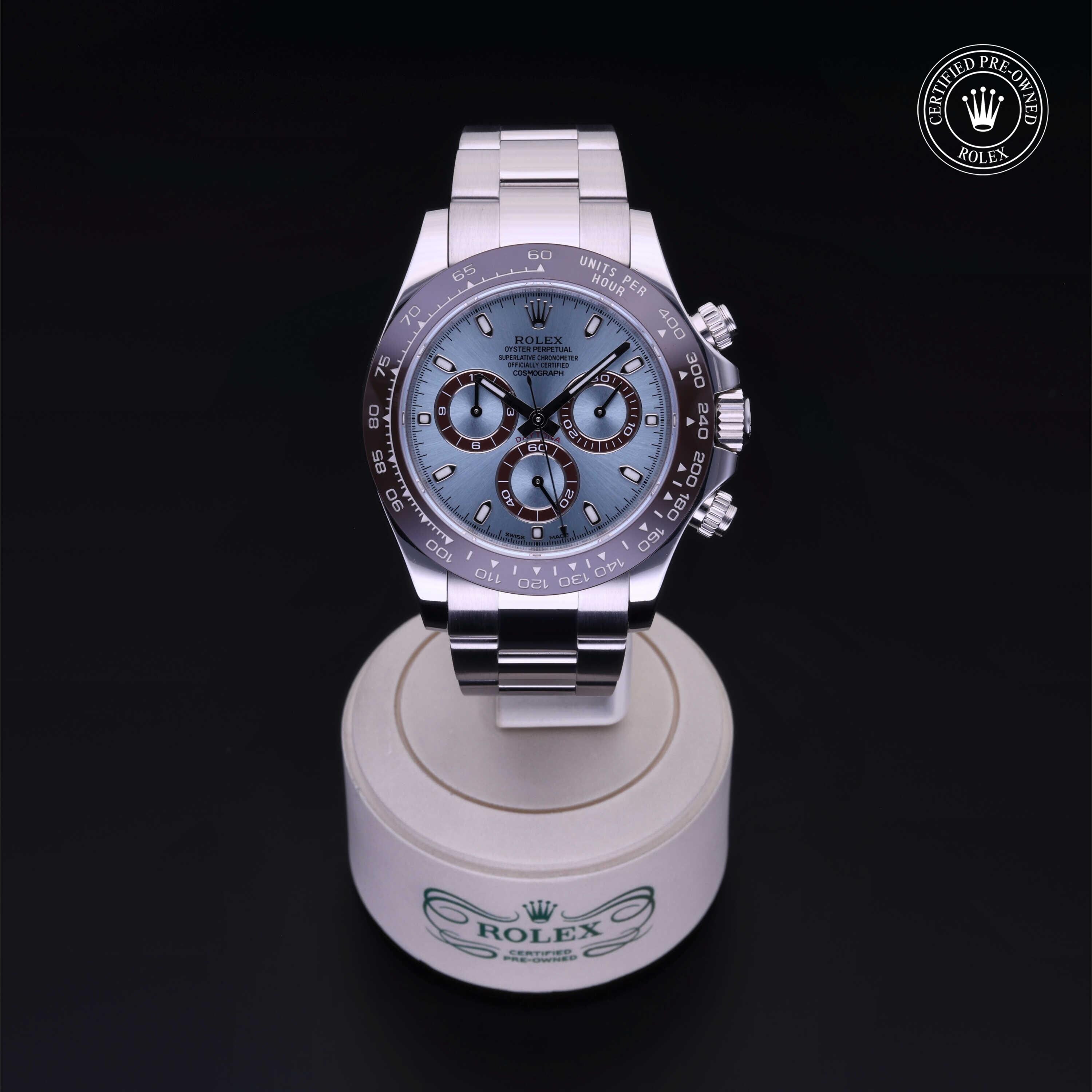 Rolex Certified Pre-owned Daytona M116506-0001 front on black background