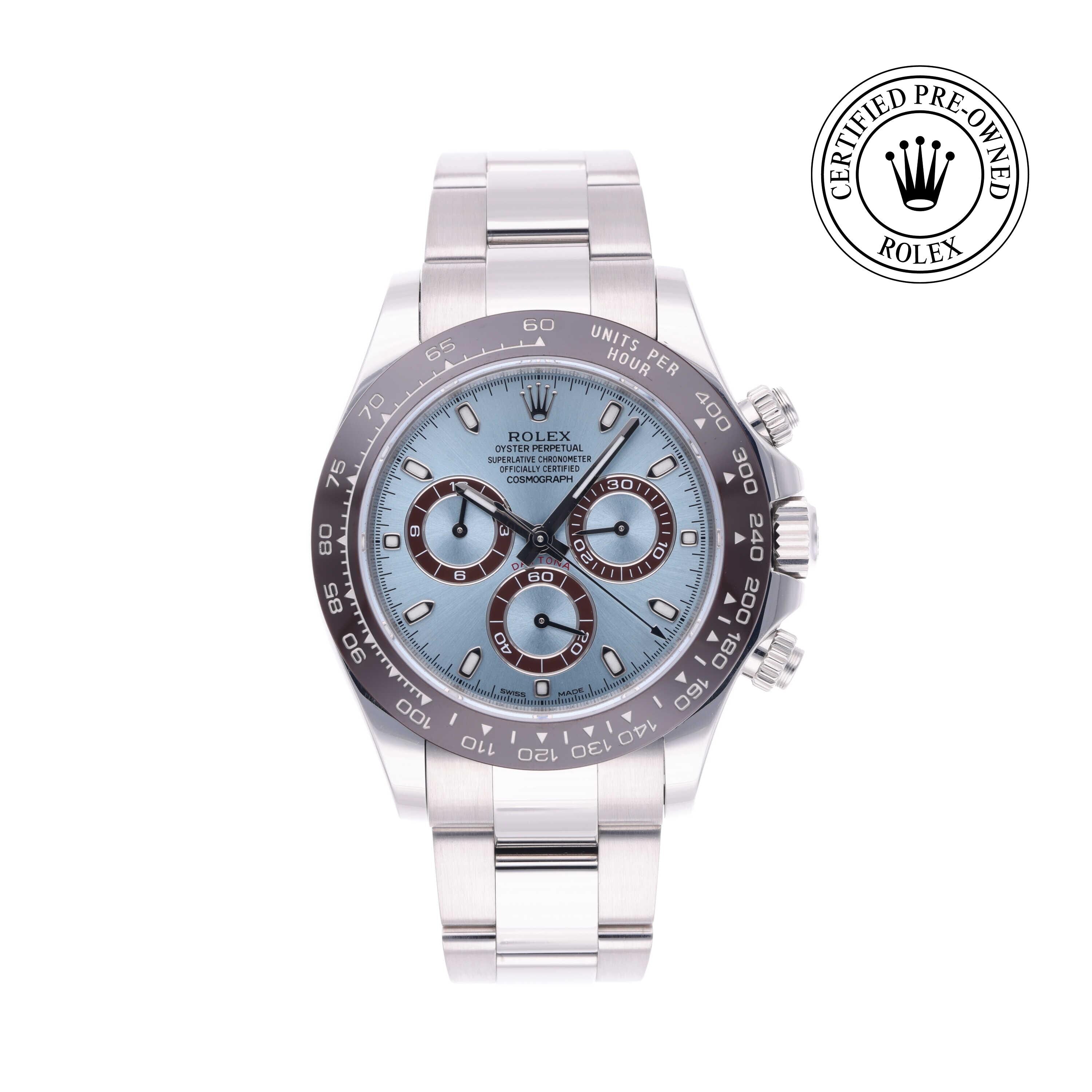 Rolex Certified Pre-owned Daytona M116506-0001 front on white background