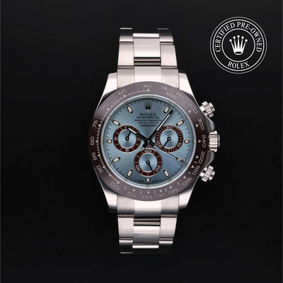 Rolex Certified Pre-owned Daytona M116506-0001 front on black background