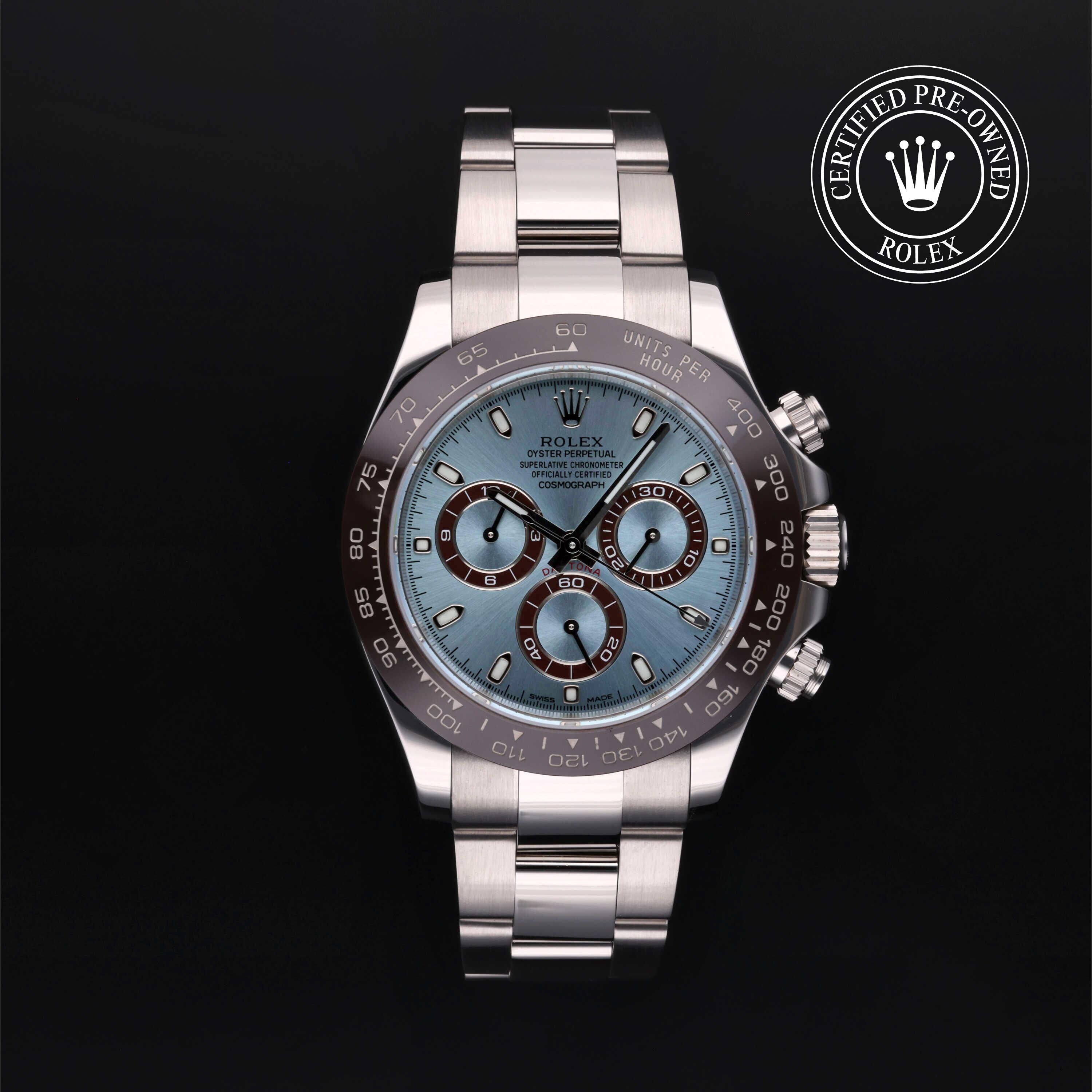 Rolex Certified Pre-owned Daytona M116506-0001 front on black background