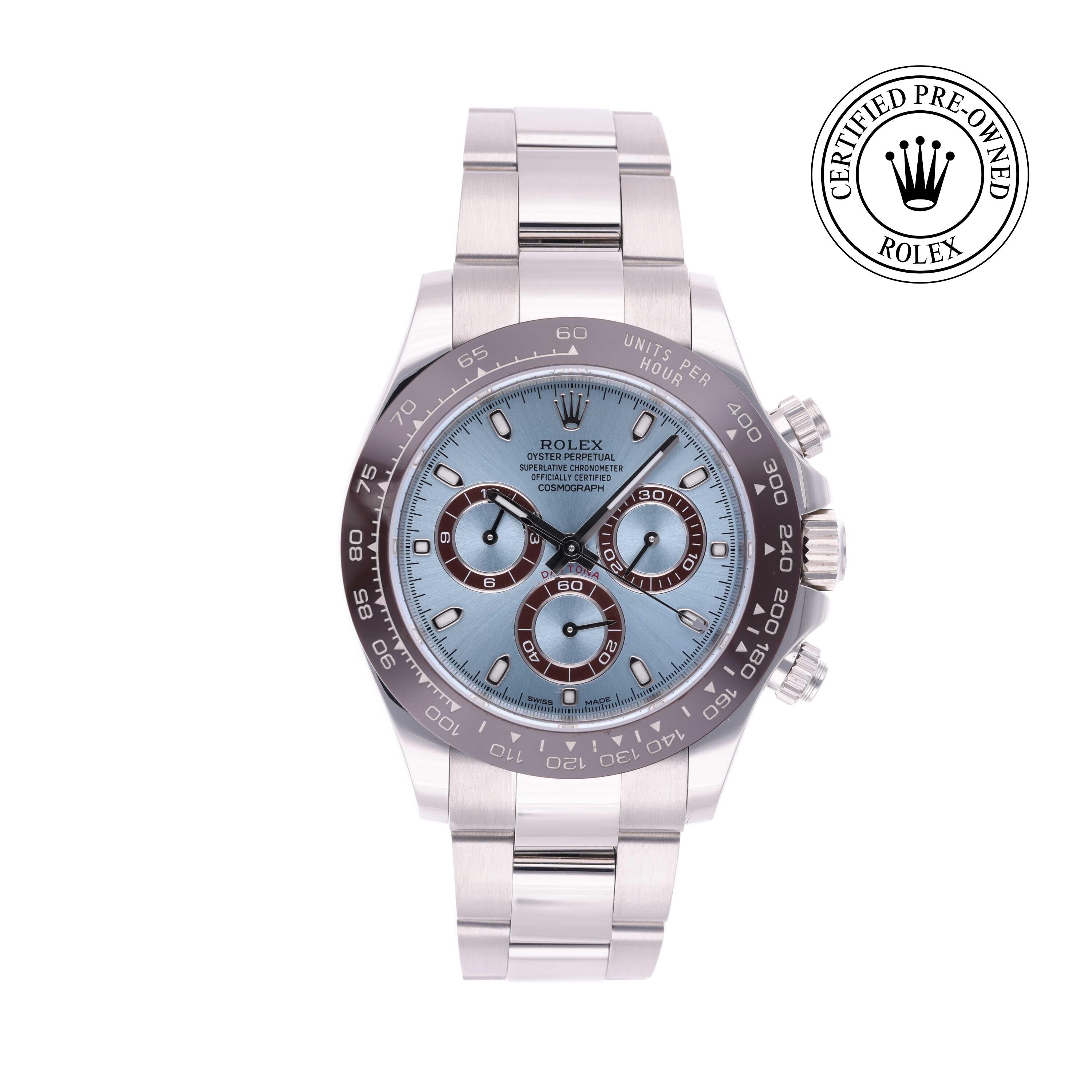 Rolex Certified Pre-owned Daytona M116506-0001 front on white background