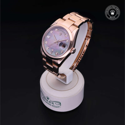 Rolex Certified Pre-owned Day-date M118205-0046 front on black background