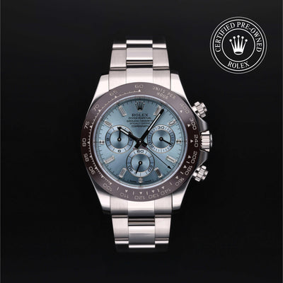 Rolex Certified Pre-owned Daytona M116506-0002 front on black background