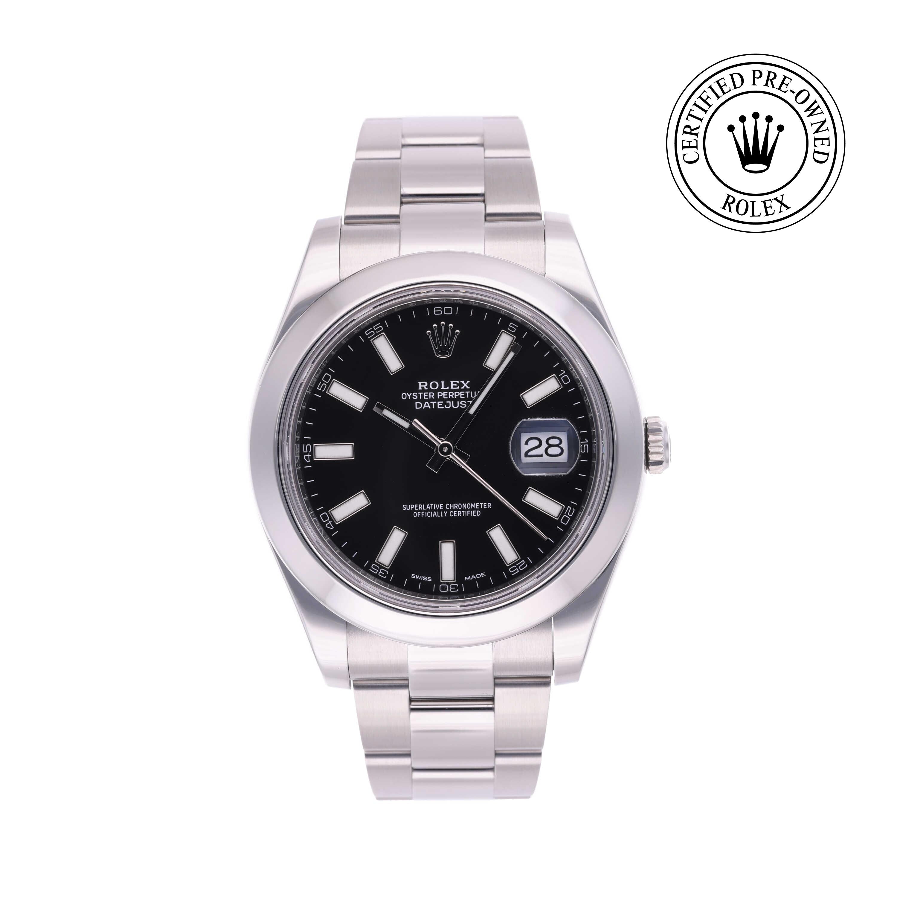 Rolex Certified Pre-owned Datejust M116300-0001 front on white background