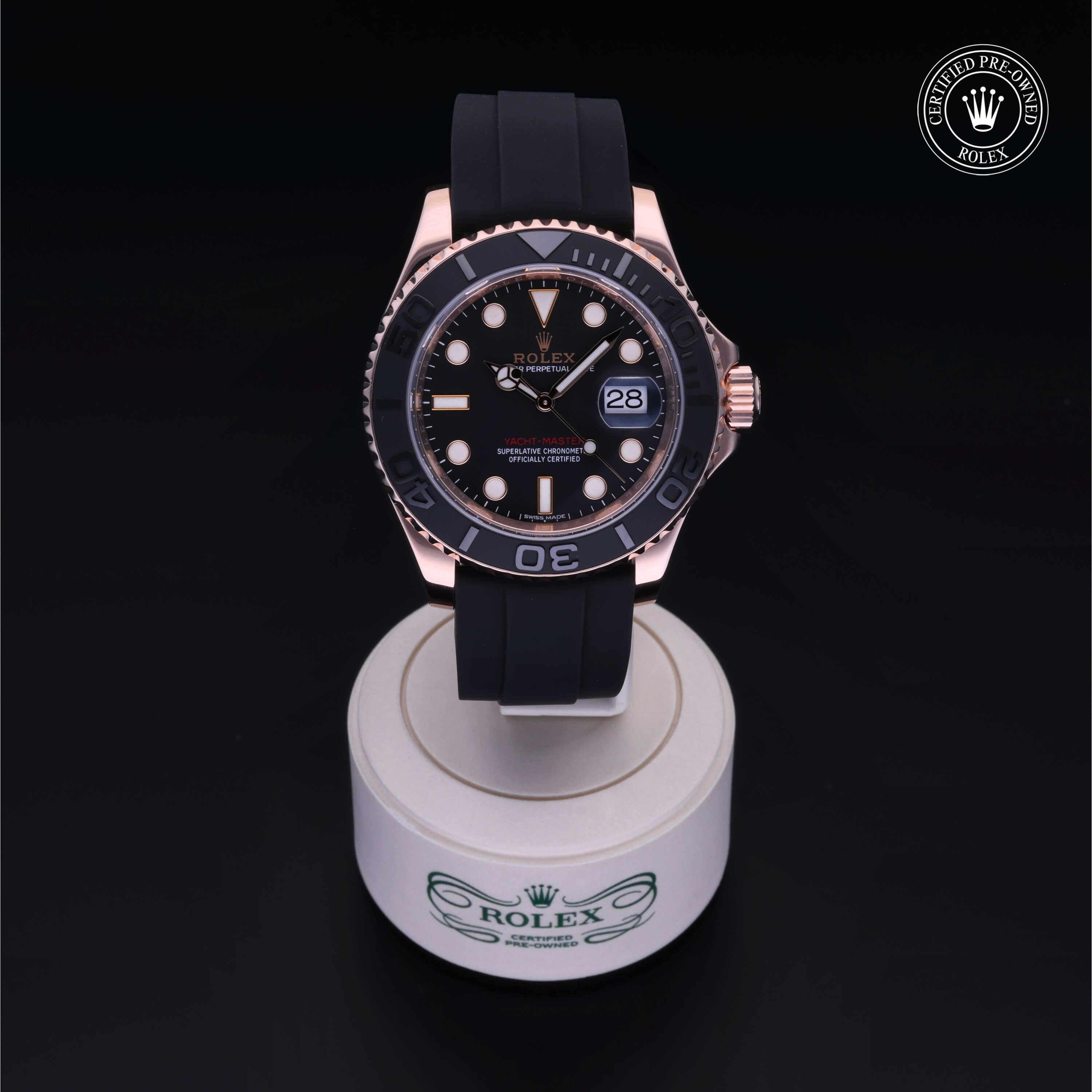 Rolex Certified Pre-owned Yacht-Master M116655-0001 front on black background