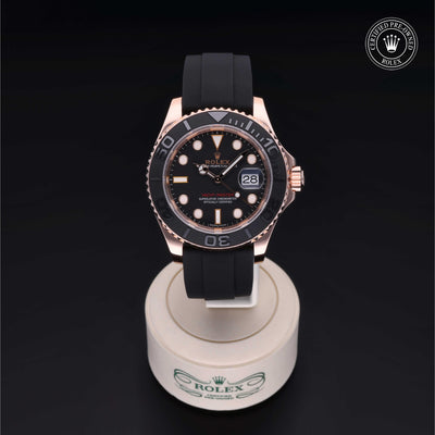 Rolex Certified Pre-owned Yacht-Master M116655-0001 front on black background