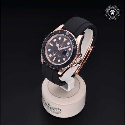 Rolex Certified Pre-owned Yacht-Master M116655-0001 front on black background