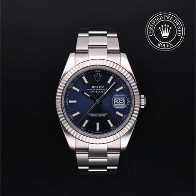 Rolex Certified Pre-owned Datejust M126334-0001 front on black background