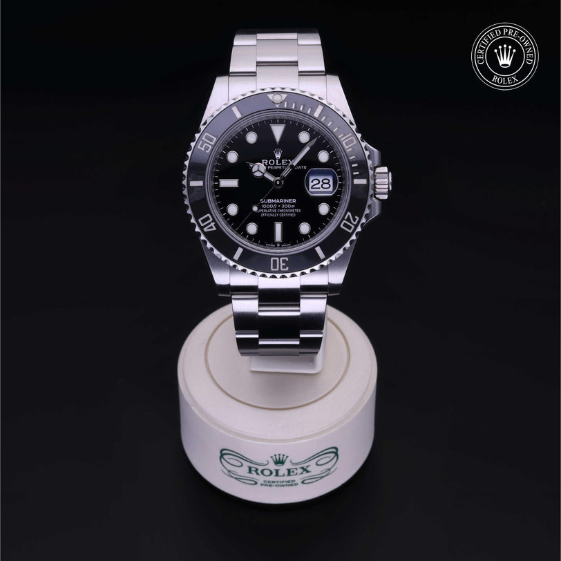 Rolex Certified Pre-owned Submariner M126610LN-0001 front on black background